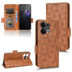 For OPPO Reno8 Pro+ Symmetrical Triangle Leather Phone Case(Brown)