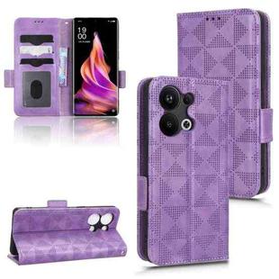 For OPPO Reno9 Pro+ Symmetrical Triangle Leather Phone Case(Purple)