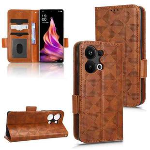 For OPPO Reno9 Pro+ Symmetrical Triangle Leather Phone Case(Brown)