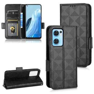 For OPPO Reno7 5G / Find X5 Lite Symmetrical Triangle Leather Phone Case(Black)