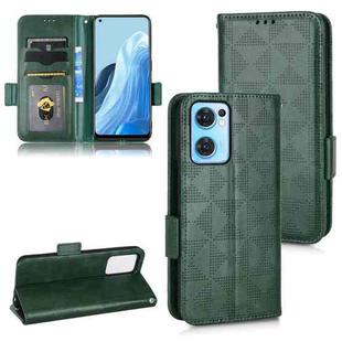 For OPPO Reno7 5G / Find X5 Lite Symmetrical Triangle Leather Phone Case(Green)