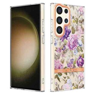 For Samsung Galaxy S24 Ultra 5G Flowers and Plants Series IMD TPU Phone Case(Purple Peony)