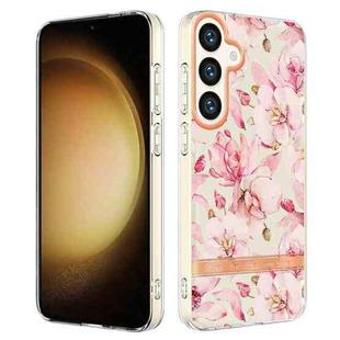 For Samsung Galaxy S24+ 5G Flowers and Plants Series IMD TPU Phone Case(Pink Gardenia)