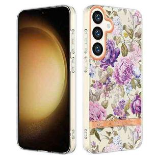 For Samsung Galaxy S24 5G Flowers and Plants Series IMD TPU Phone Case(Purple Peony)