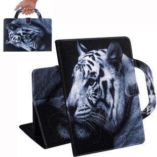 For Galaxy Tab S6 Lite P610 / P615 3D Colored Drawing Horizontal Flip Leather Case with Holder & Card Slot & Wallet & Handle(White Tiger)