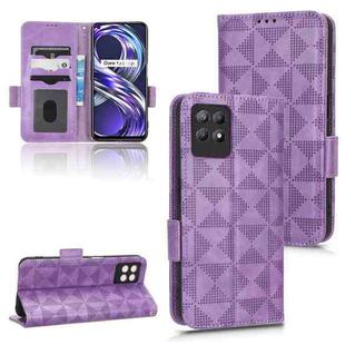 For Realme 8i Symmetrical Triangle Leather Phone Case(Purple)