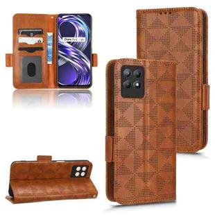 For Realme 8i Symmetrical Triangle Leather Phone Case(Brown)