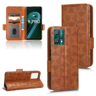 For Realme 9 Pro / 9 5G / Q5 Symmetrical Triangle Leather Phone Case(Brown)