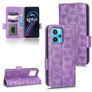For Realme 9 Pro+ / 9 4G Symmetrical Triangle Leather Phone Case(Purple)