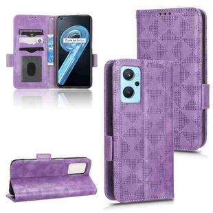 For Realme 9i / OPPO A36 / A76 / A96 4G Symmetrical Triangle Leather Phone Case(Purple)