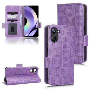 For Realme 10 4G Symmetrical Triangle Leather Phone Case(Purple)
