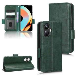 For Realme 10 Pro+ Symmetrical Triangle Leather Phone Case(Green)