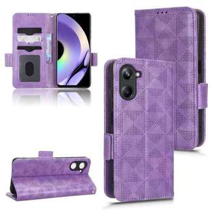 For Realme 10 Pro Symmetrical Triangle Leather Phone Case(Purple)