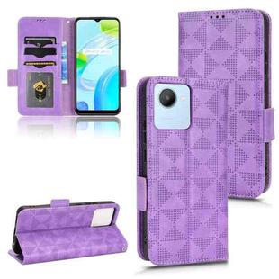 For Realme C30 4G Symmetrical Triangle Leather Phone Case(Purple)