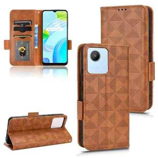 For Realme C30 4G Symmetrical Triangle Leather Phone Case(Brown)