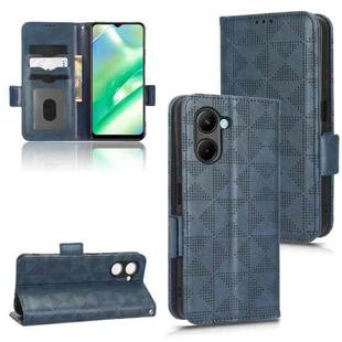 For Realme C33 4G Symmetrical Triangle Leather Phone Case(Blue)