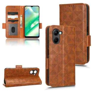 For Realme C33 4G Symmetrical Triangle Leather Phone Case(Brown)