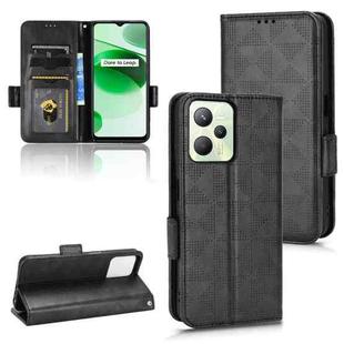 For Realme C35 Symmetrical Triangle Leather Phone Case(Black)