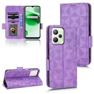 For Realme C35 Symmetrical Triangle Leather Phone Case(Purple)