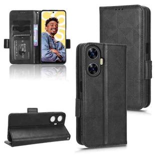 For Realme C55 4G Symmetrical Triangle Leather Phone Case(Black)