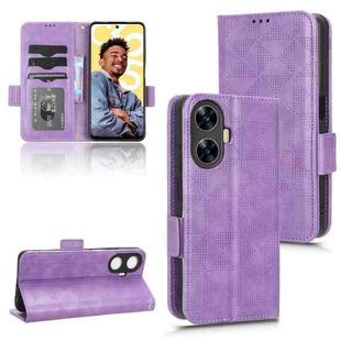 For Realme C55 4G Symmetrical Triangle Leather Phone Case(Purple)