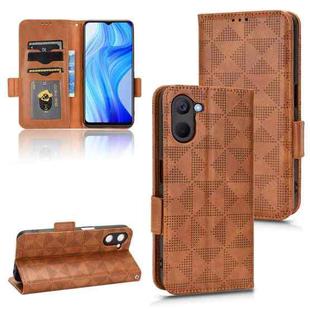 For Realme V20 Symmetrical Triangle Leather Phone Case(Brown)