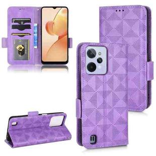 For Realme C31 Symmetrical Triangle Leather Phone Case(Purple)