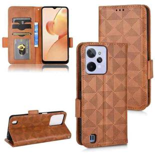 For Realme C31 Symmetrical Triangle Leather Phone Case(Brown)