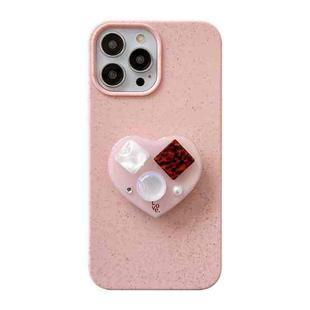 For iPhone 14 Plus Love Gem Holder Degradable Phone Case(Pink)