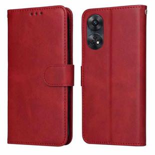For OPPO Reno8 T 4G Classic Calf Texture Flip Leather Phone Case(Red)
