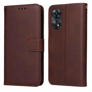 For OPPO Reno8 T 4G Classic Calf Texture Flip Leather Phone Case(Brown)