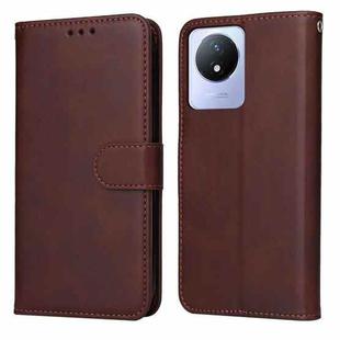 For vivo Y02 4G Classic Calf Texture Flip Leather Phone Case(Brown)