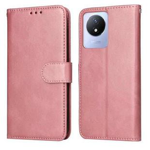 For vivo Y02 4G Classic Calf Texture Flip Leather Phone Case(Rose Gold)