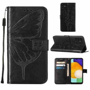 For Samsung Galaxy A34 5G Embossed Butterfly Leather Phone Case(Black)