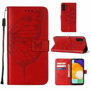 For Samsung Galaxy A54 5G Embossed Butterfly Leather Phone Case(Red)