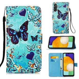 For Samsung Galaxy A54 5G Colored Drawing Pattern Plain Weave Leather Phone Case(Caring Butterfly)