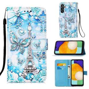 For Samsung Galaxy A54 5G Colored Drawing Pattern Plain Weave Leather Phone Case(Tower Butterfly)