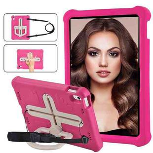 For iPad 10th Gen 10.9 2022 Shield 360 Rotation Handle EVA Shockproof PC Tablet Case(Rose Red Beige)