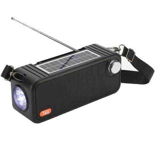 T&G TG637 Outdoor Portable Solar Power Wireless Bluetooth Speaker with FM / Flashlight / TF Card Slot(Black)