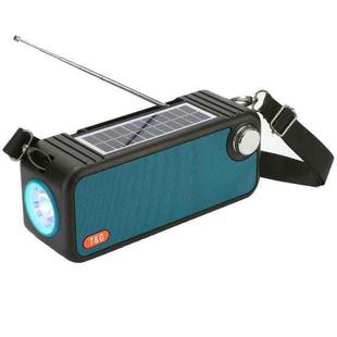 T&G TG637 Outdoor Portable Solar Power Wireless Bluetooth Speaker with FM / Flashlight / TF Card Slot(Peacock Blue)