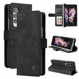 For Samsung Galaxy Z Fold3 5G Skin Feel Life Tree Metal Button Leather Phone Case(Black)
