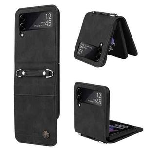 For Samsung Galaxy Z Flip3 5G Skin Feel Life Tree Metal Button Leather Phone Case(Black)