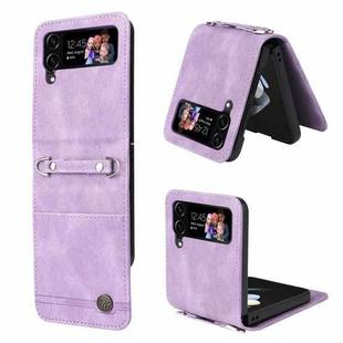 For Samsung Galaxy Z Flip4 5G Skin Feel Life Tree Metal Button Leather Phone Case(Purple)