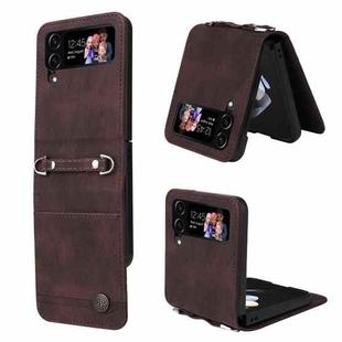 For Samsung Galaxy Z Flip4 5G Skin Feel Life Tree Metal Button Leather Phone Case(Brown)