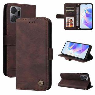 For Honor X7a Skin Feel Life Tree Metal Button Leather Phone Case(Brown)