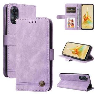 For OPPO Reno8 T 4G Skin Feel Life Tree Metal Button Leather Phone Case(Purple)