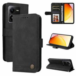 For vivo V25 5G/V25e 4G Skin Feel Life Tree Metal Button Leather Phone Case(Black)
