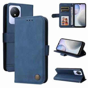 For vivo Y02 4G Skin Feel Life Tree Metal Button Leather Phone Case(Blue)