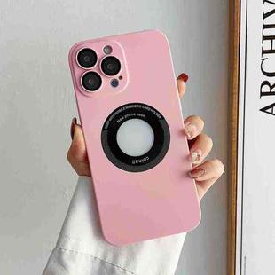 For iPhone 14 Plus Skin Feel CD Texture MagSafe Magnetic Phone Case(Pink)