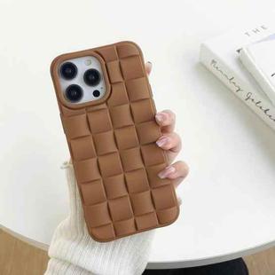 For iPhone 14 3D Cube Weave Texture Skin Feel Phone Case(Brown)